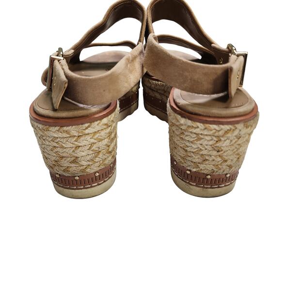 Vince Camuto Womens Marsa Platform Wedge Sandals Size 7.5 Tortilla Suede Studded - Picture 6 of 12
